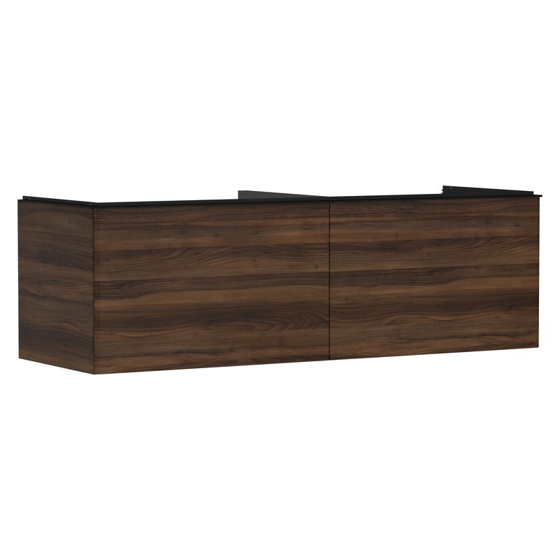 Hansgrohe Xelu Q skrinka pod zápustné umývadlo na dosku 1560 x 550 mm s 2 zásuvkami, tmavý orech, rukoväť matná čierna, 54073670