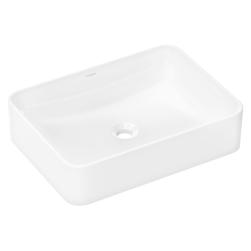 Hansgrohe Xuniva Q umývadlo na dosku 550 x 400 mm bez otvoru pre batériu a prepadu, SmartClean, biela, 61075450