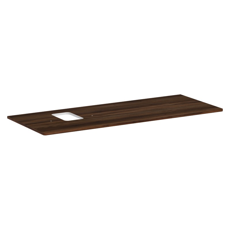 Hansgrohe Xelu Q doska pod umývadlo 1360 x 550 mm s výrezom vľavo pre umývadlo na dosku s otvorom pre batériu, tmavý orech, 54123630