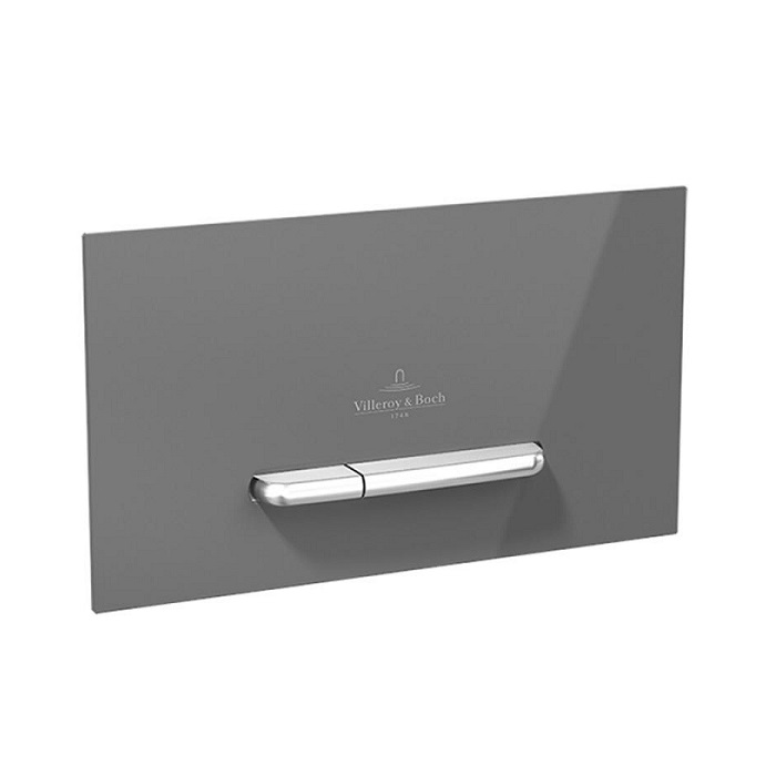 Villeroy & Boch ViConnect splachovacie WC tlačítko 300G sklo šedé/vzhľad nerez 922160RA