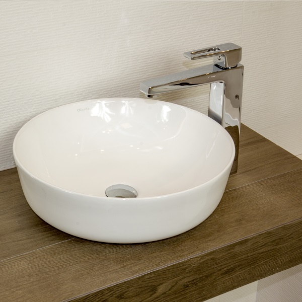 LAVITA CORDOBA - keramické  umývadlo na dosku miska 41,5 cm v Slim dizajne bez prepadu biele