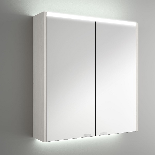 Salgar ALLIANCE 600 2-dverová zrkadlová skrinka s LED horným a spodným osvetlením, Sbiancato 83173
