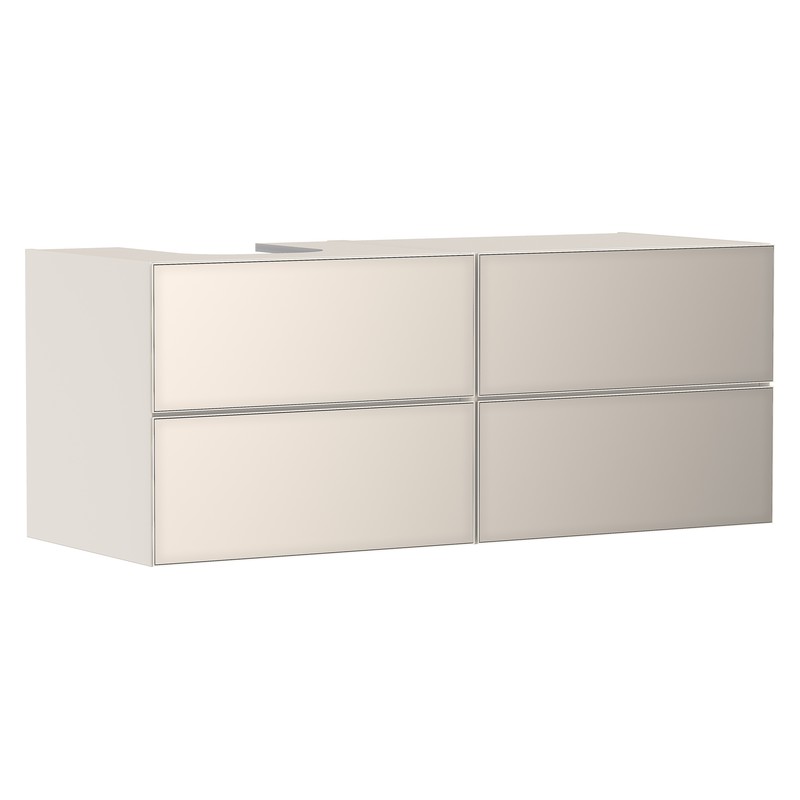 Hansgrohe Xevolos E skrinka pod umývadlo 1370 x 550 mm so 4 zásuvkami pre umývadlá na dosku vľavo, pieskovo béžová matná, 54237790