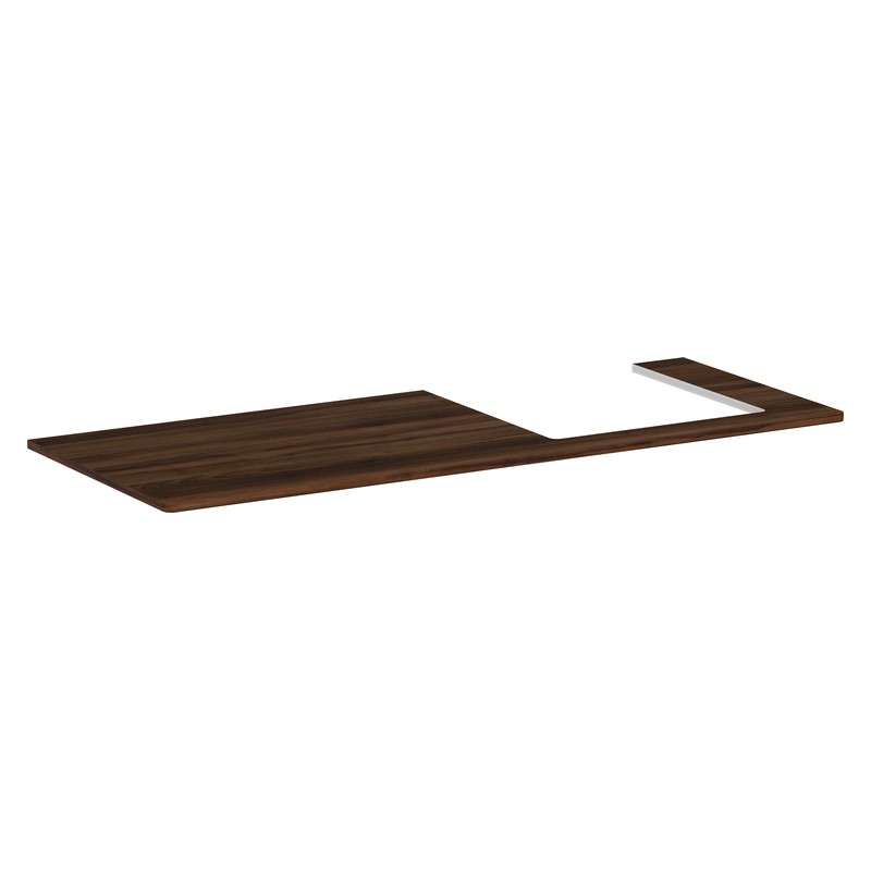 Hansgrohe Xelu Q doska pod umývadlo 1360 x 550 mm s výrezom vpravo pre zápustné umývadlo na dosku 500 x 480 mm, tmavý orech, 54098630