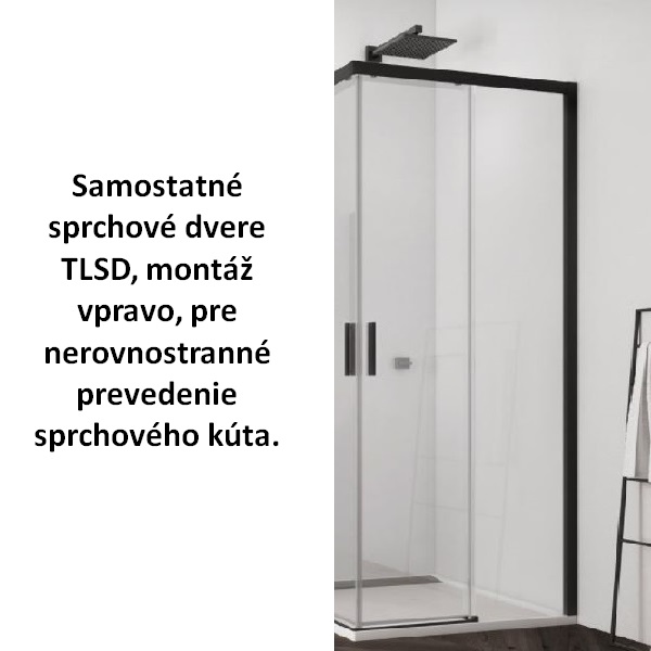 SANSWISS TOP-LINE S Black 70 cm sprchové dvere 2-dielne pravé, pre rohový vstup, čierna matná, číre sklo AquaPerle TLSD0700607