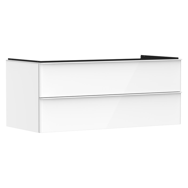 Hansgrohe Xelu Q skrinka pod umývadlo na dosku 1180 x 550 mm s 2 zásuvkami, biela s vysokým leskom, rukoväť matná biela, 54082700