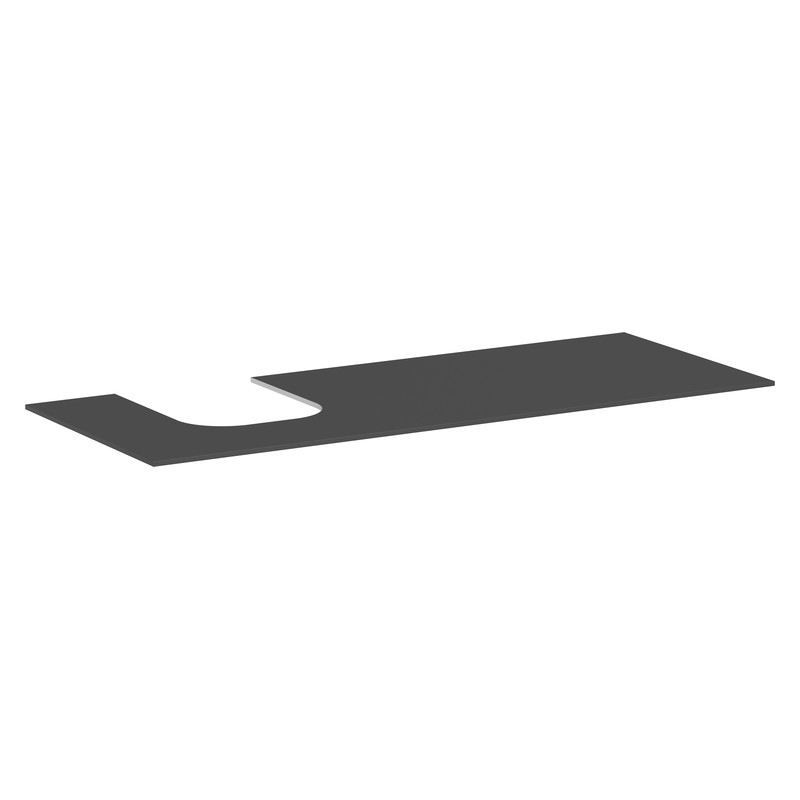 Hansgrohe Xevolos E doska pod umývadlo 1370 x 550 mm s výrezom vľavo pre zápustné umývadlo 500 x 480 mm, bridlicová matná sivá, 54205760