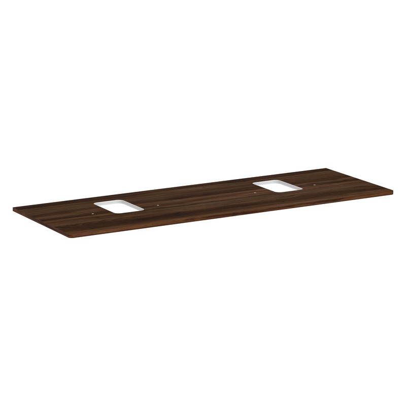 Hansgrohe Xelu Q doska pod umývadlo 1560 x 550 mm s 2 výrezmi pre umývadlo na dosku s otvorom pre batériu, tmavý orech, 54126630