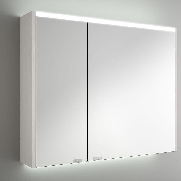 Salgar ALLIANCE 800 2-dverová zrkadlová skrinka s LED horným a spodným osvetlením, Sbiancato 83182
