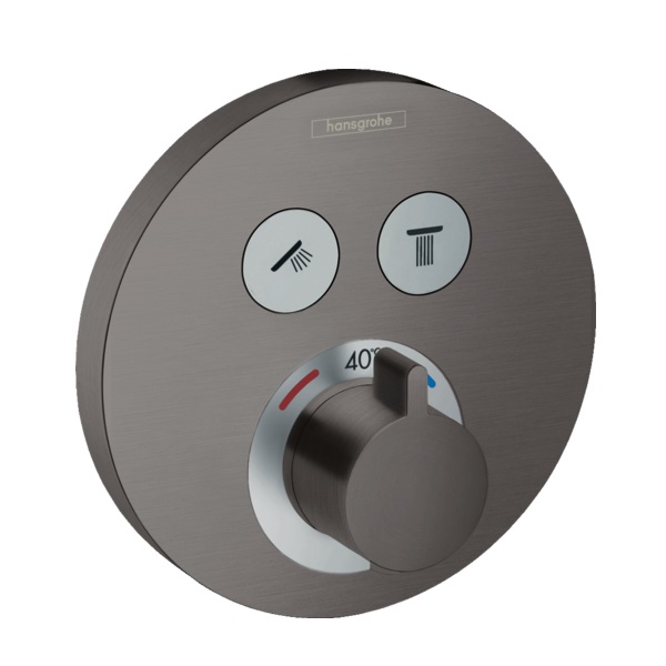 Hansgrohe ShowerSelect termostatická batéria S pod omietku, pre 2 spotrebiče, kartáčovaný čierny chróm,  15743340