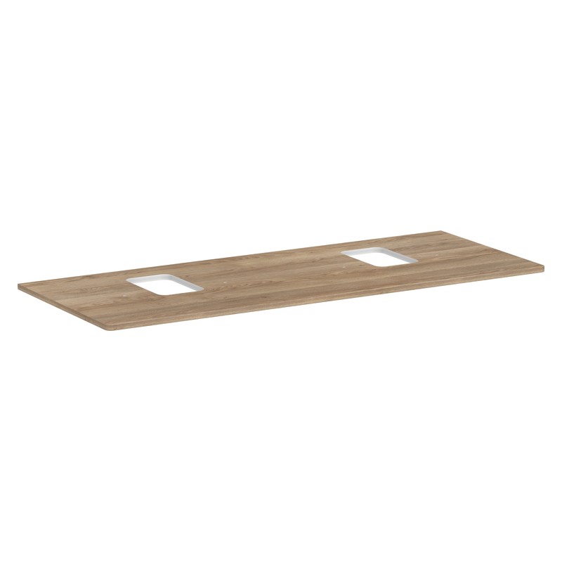 Hansgrohe Xelu Q doska pod umývadlo 1360 x 550 mm s 2 výrezmi pre umývadlo na dosku s otvorom pre batériu, prírodný buk, 54125230