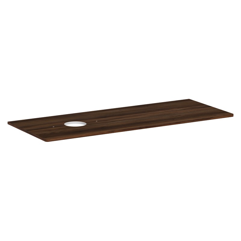 Hansgrohe Xelu Q doska pod umývadlo 1360 x 550 mm s výrezom vľavo pre umývadlo na dosku, bez otv. pre batériu, tmavý orech, 54116630
