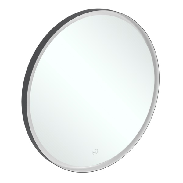 Villeroy & Boch SUBWAY 3.0 zrkadlo okrúhle 71,2 cm, s LED osvetlením, rám Bicolor čierny matný/biely matný, A46471BC