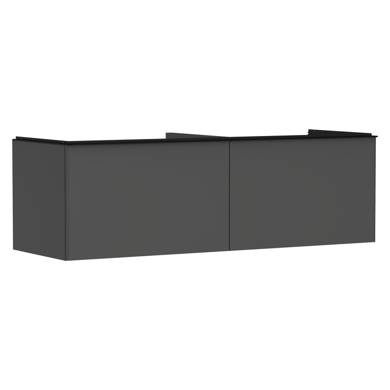 Hansgrohe Xelu Q skrinka pod zápustné umývadlo na dosku 1560 x 550 mm s 2 zásuvkami, diamantová matná sivá, rukoväť matná čierna, 54071670