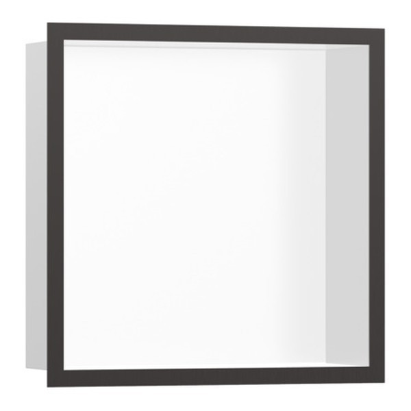 HANSGROHE XtraStoris Individual výklenok do steny matná biela s designovým rámom 300 x 300 x 100 mm kartáčovaný čierny chróm 56099340