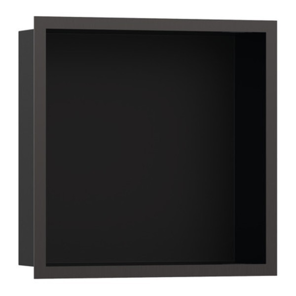 HANSGROHE XtraStoris Individual výklenok do steny matná čierna s designovým rámom 300 x 300 x 100 mm kartáčovaný čierny chróm 56098340