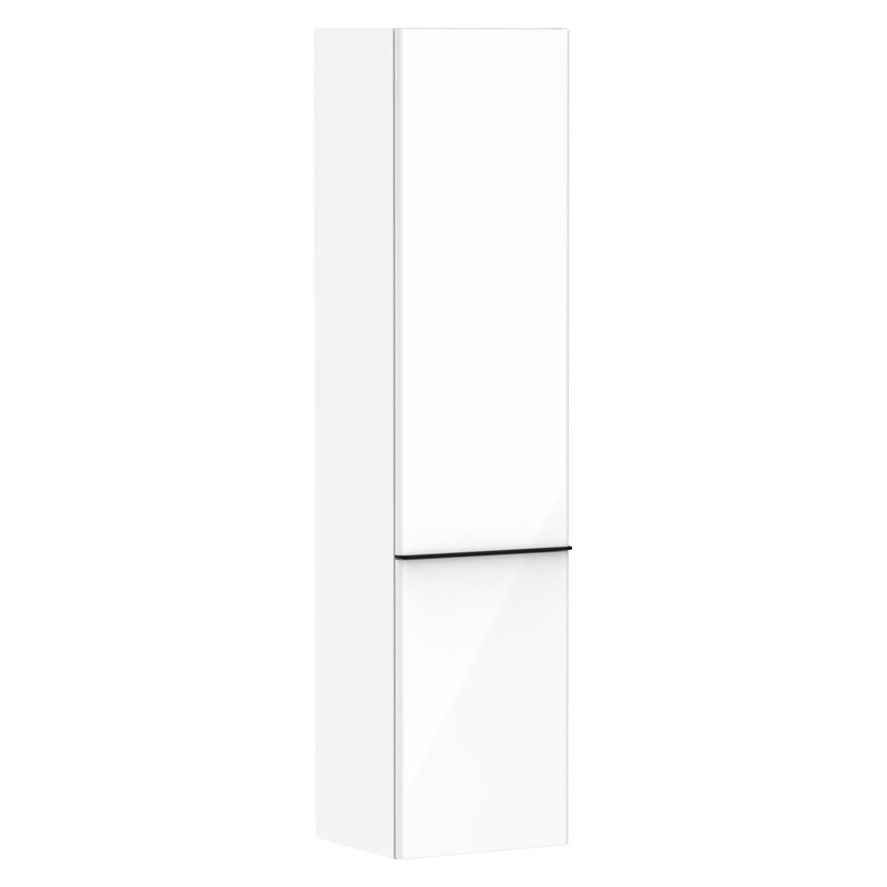 Hansgrohe Xelu Q vysoká skrinka 400 x 350 mm, pánty vpravo, biela s vysokým leskom, rukoväť čierna matná, 54139670