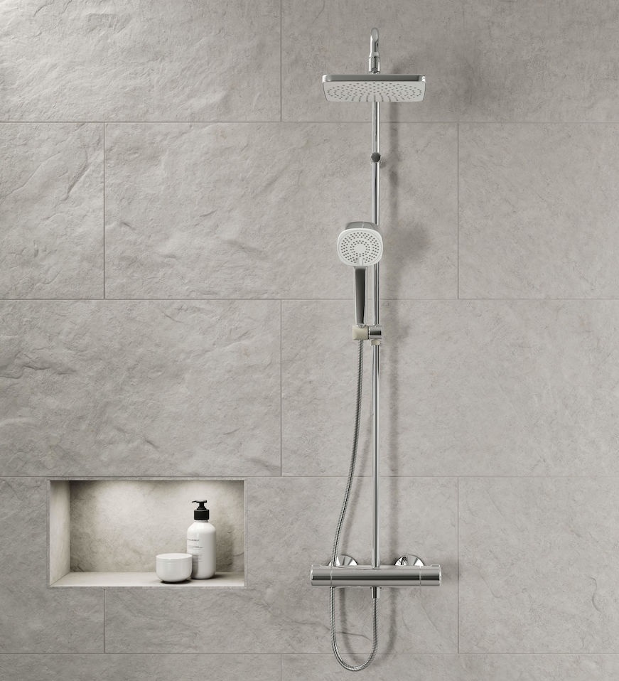 Hansa MICRA Style sprchový systém s hlavovou sprchou s termostatom na stenu s 3-prúdovou ručnou sprchou, chróm 44350230