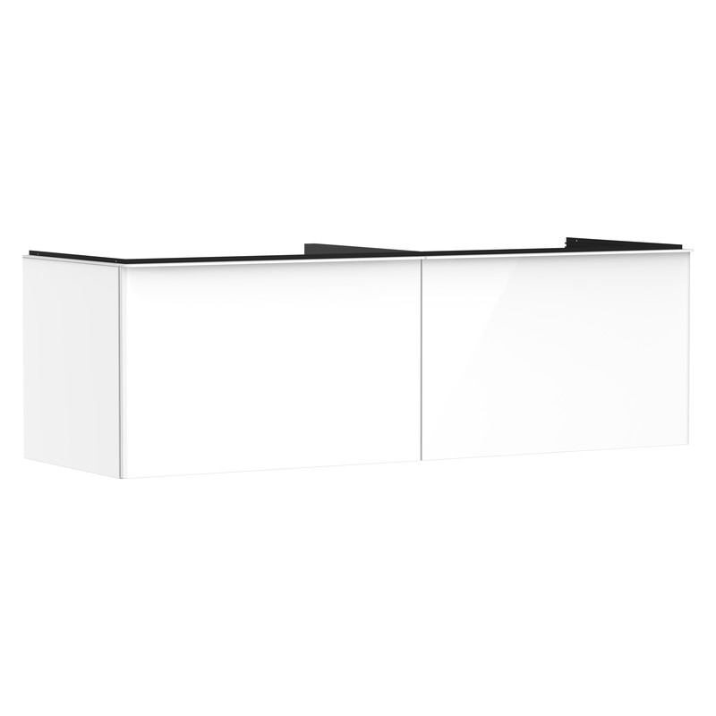 Hansgrohe Xelu Q skrinka pod zápustné umývadlo na dosku 1560 x 550 mm s 2 zásuvkami, biela s vysokým leskom, rukoväť matná biela, 54070700