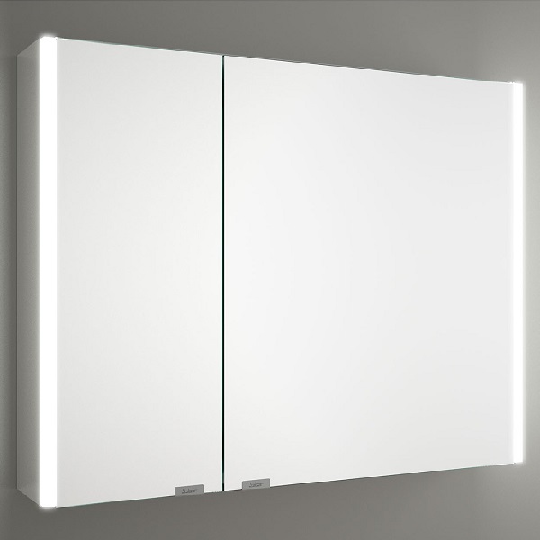Salgar ALLIANCE 800 2-dverová zrkadlová skrinka s LED bočným svetlom, biela 83155