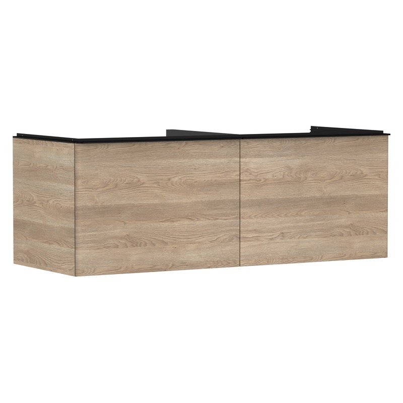 Hansgrohe Xelu Q skrinka pod zápustné umývadlo na dosku 1360 x 550 mm s 2 zásuvkami, prírodný dub, rukoväť matná čierna, 54068670