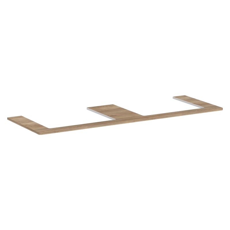 Hansgrohe Xelu Q doska pod umývadlo 1560 x 550 mm s 2 výrezmi pre zápustné umývadlo na dosku 600 x 480 mm, prírodný buk, 54112230
