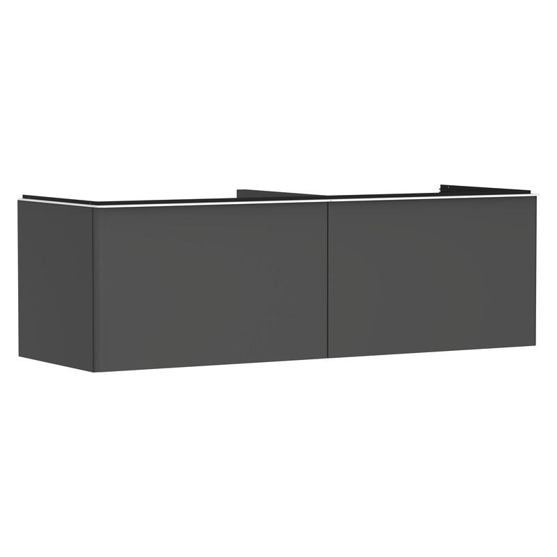 Hansgrohe Xelu Q skrinka pod zápustné umývadlo na dosku 1560 x 550 mm s 2 zásuvkami, diamantová matná sivá, rukoväť matná biela, 54071700