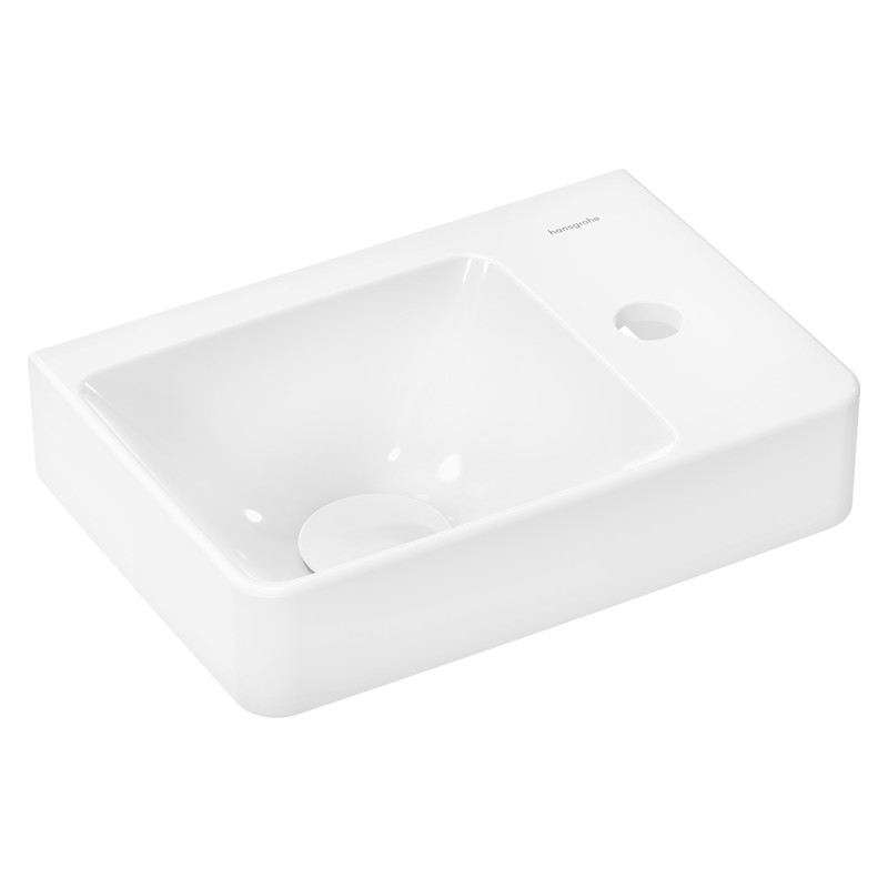 Hansgrohe Xelu Q umývadielko s poličkou vpravo 360 x 250 mm s otvorom pre batériu bez prepadu, SmartClean, biela, 61084450