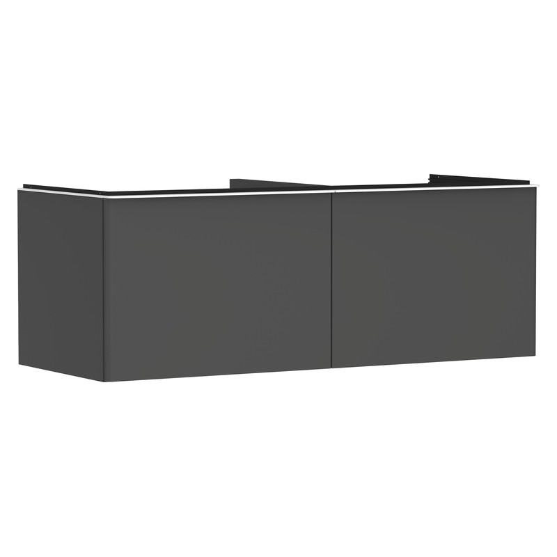 Hansgrohe Xelu Q skrinka pod zápustné umývadlo na dosku 1360 x 550 mm s 2 zásuvkami, diamantová matná sivá, rukoväť matná biela, 54067700