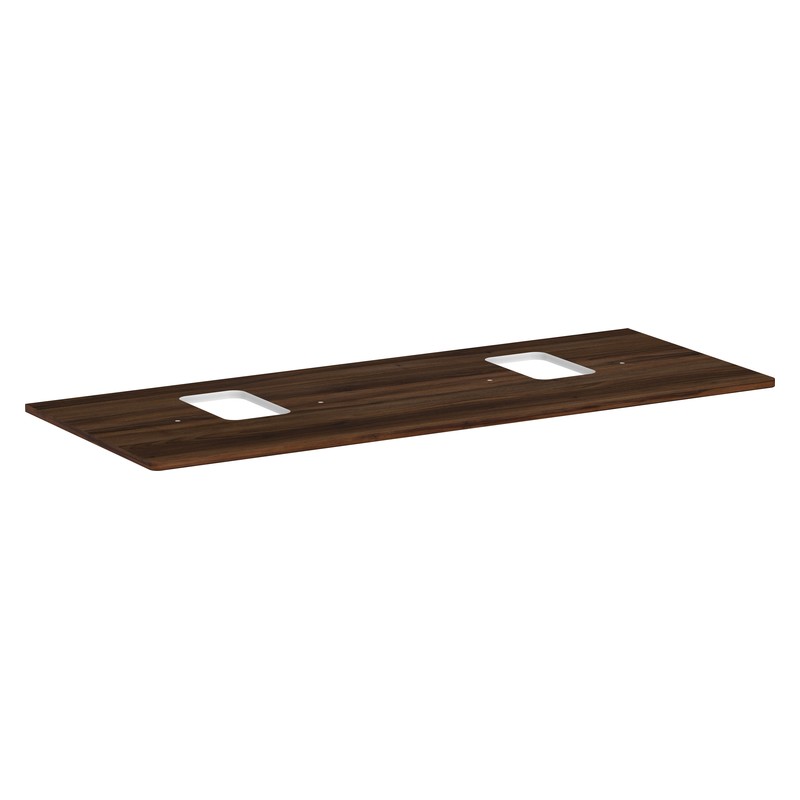 Hansgrohe Xelu Q doska pod umývadlo 1360 x 550 mm s 2 výrezmi pre umývadlo na dosku s otvorom pre batériu, tmavý orech, 54125630