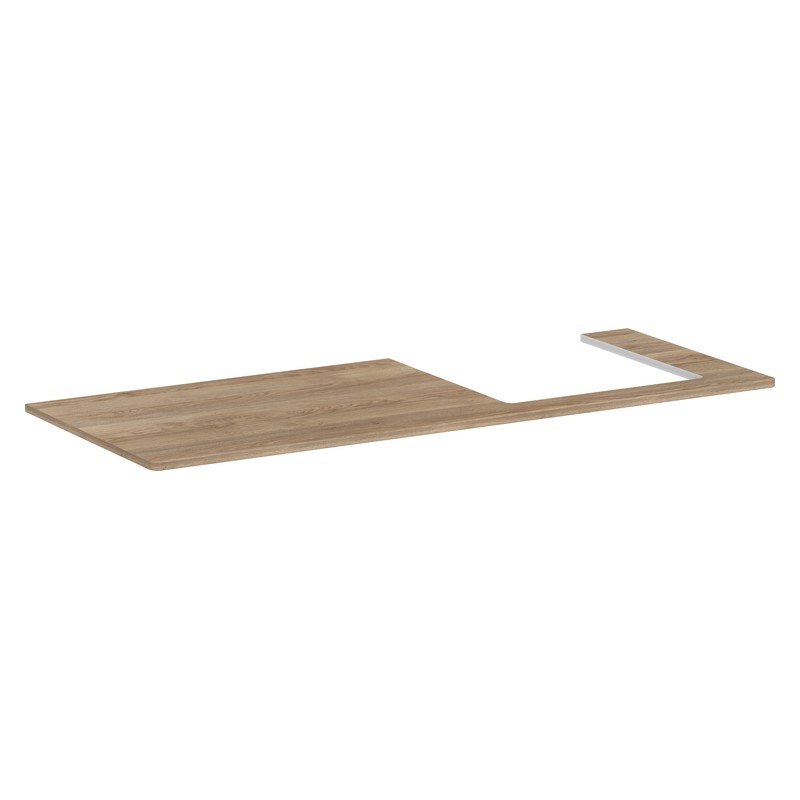 Hansgrohe Xelu Q doska pod umývadlo 1360 x 550 mm s výrezom vpravo pre zápustné umývadlo na dosku 500 x 480 mm, prírodný buk, 54098230