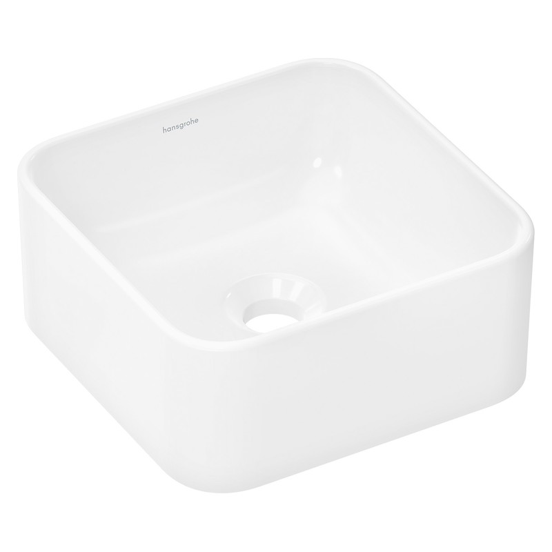 Hansgrohe Xuniva Q umývadlo na dosku 300 x 300 mm bez otvoru pre batériu a prepadu, SmartClean, biela, 61074450