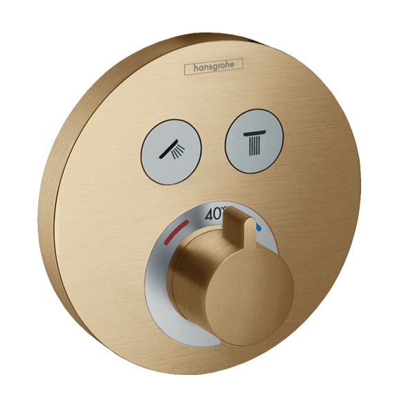 Hansgrohe ShowerSelect termostatická batéria S pod omietku, pre 2 spotrebiče, kartáčovaný bronz, 15743140