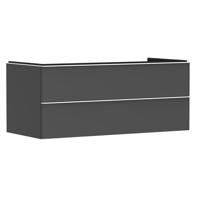 Hansgrohe Xelu Q skrinka pod umývadlo na dosku 1180 x 550 mm s 2 zásuvkami, diamantová matná sivá, rukoväť matná biela, 54083700