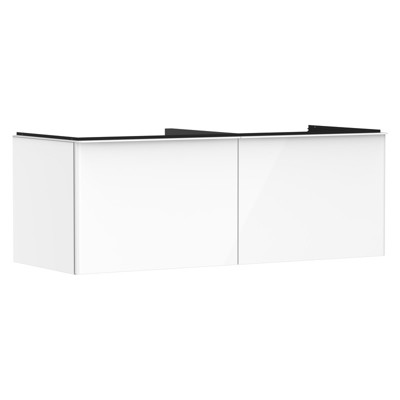 Hansgrohe Xelu Q skrinka pod zápustné umývadlo na dosku 1360 x 550 mm s 2 zásuvkami, biela s vysokým leskom, rukoväť matná biela, 54066700