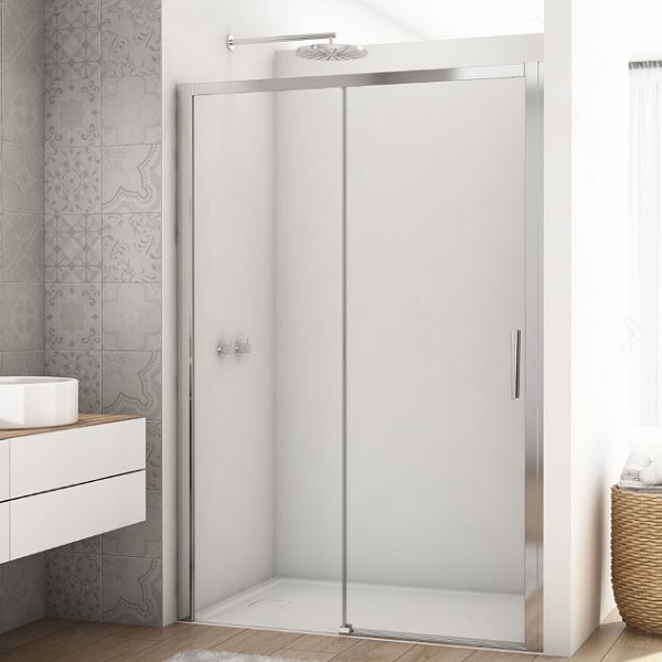 SANSWISS DIVERA sprchové posuvné dvere 100 s pevnou stenou, aluchróm, číre sklo D22S2B1005007