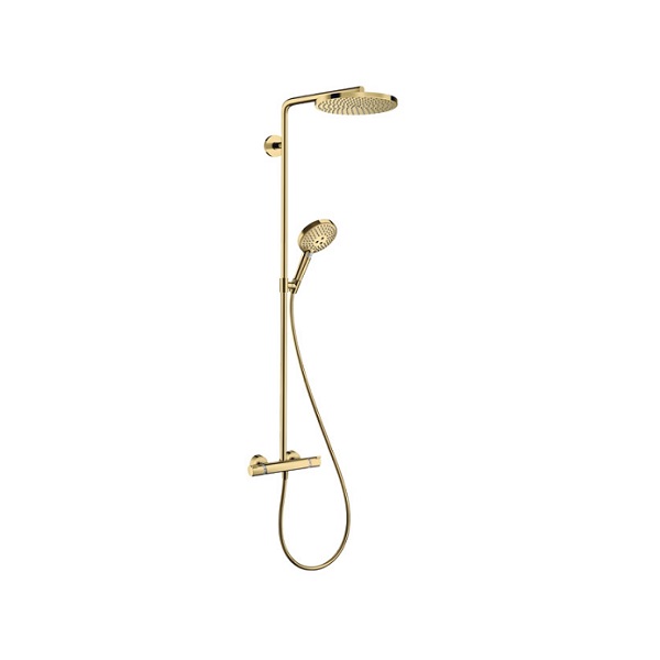 Hansgrohe Raindance Select S sprchový systém Showerpipe 240 s termostatom, 3 prúdy, leštený vzhľad zlata 27633990